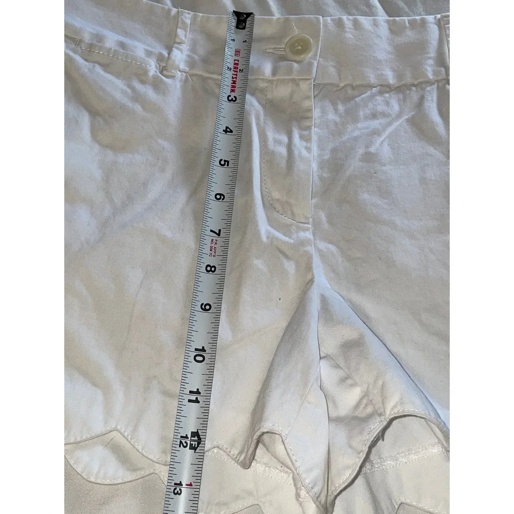 Ann Taylor LOFT Riviera Shorts White Scalloped Hem Cotton Twill Womens Size 10